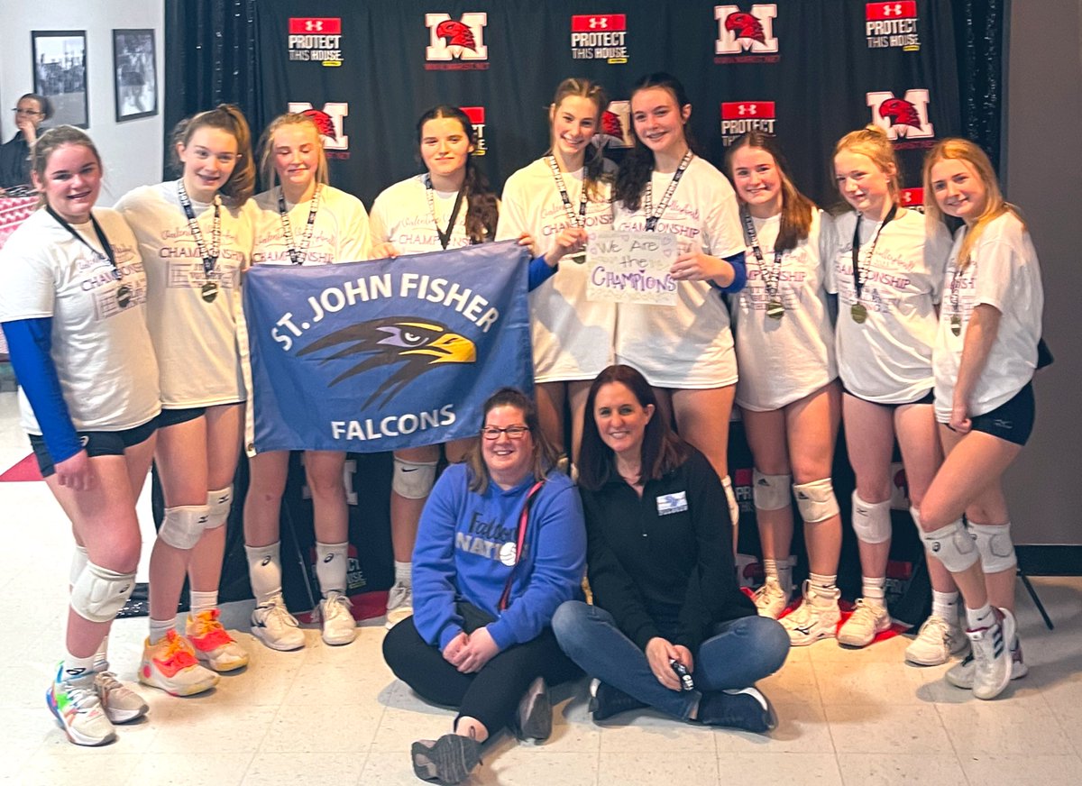 RedHawkVB's tweet photo. Our first ever Double Power Championship SWEEP at the 22nd Annual Valentines ๐๐๐๐๐๐ Volleyball Tournament by the St. John Fisher Falcons 7th/8th Grade Teams!! #FalconSweep #ProgramTraditions๐ฟ๐ฟ https://t.co/BNxM5aqFcc
