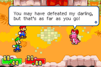 supermarioblos's tweet photo. @geminican2804 wrong she actually tries to brutally fucking murder the marios bros in superstar saga https://t.co/duh2WD42Xx