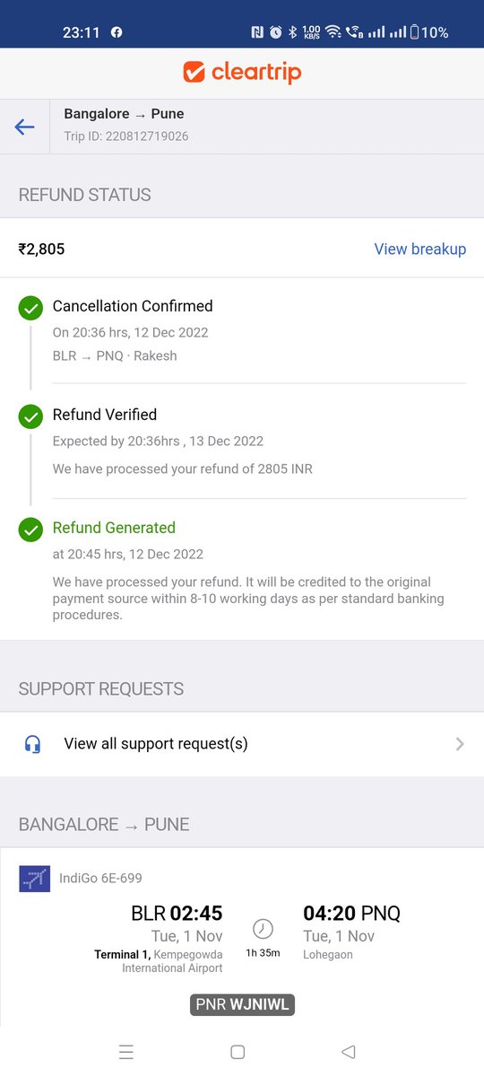 rakeshnayak044's tweet photo. @Cleartrip which globe you live in Because still your 10 days are not completed for refund my money. and your customer care team saying we will call back you soon. for refund 🤣🤣🤣 https://t.co/dC9lJsut04