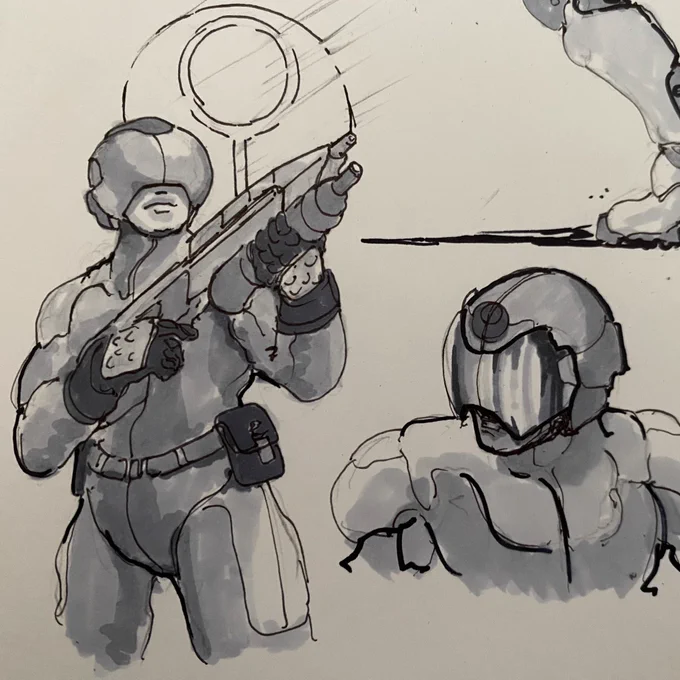 Space men doodles 