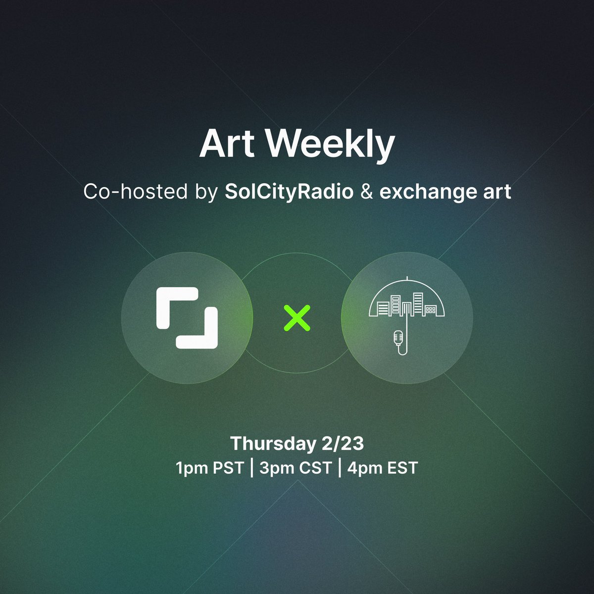 It’s been a spicy week in the 1/1 scene and what better way to digest it than with our friends over at @SolCityRadio! 

What is an art advisor? 

What is a curator? 

Are people taking advantage of artists? 

All this and more on Art Weekly! 

Live at 4pm EST ⏬