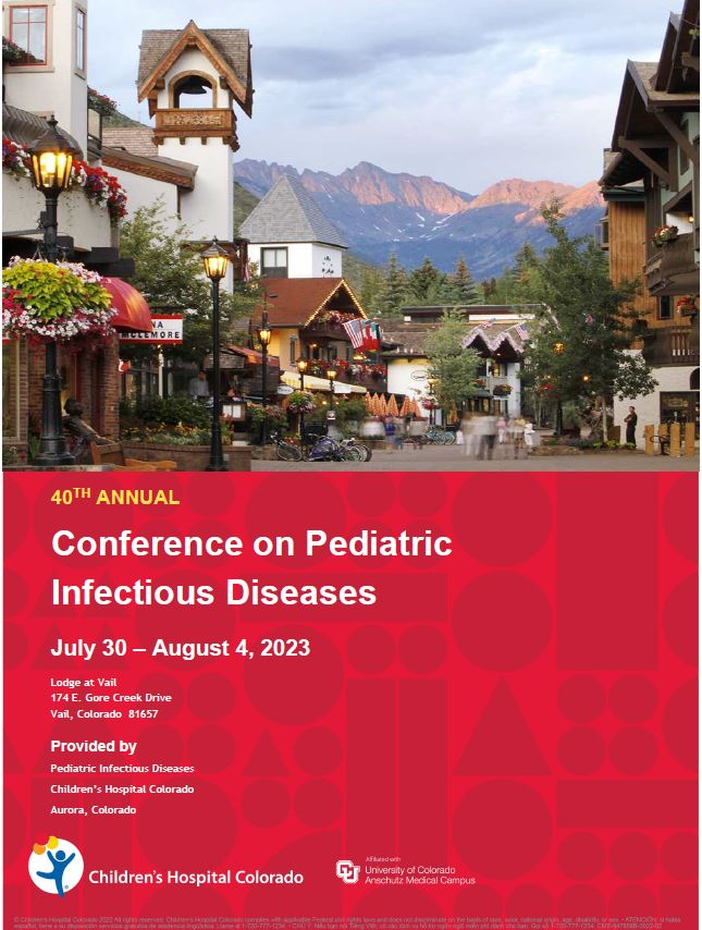 Registration is now open for the 40th Annual Conference on Pediatric Infectious Diseases #VailPedsID2023 in Vail, CO July 30-Aug 4. In-person &amp; virtual options for #CME #MOCpart2 credit 
ce.childrenscolorado.org/content/40th-a…