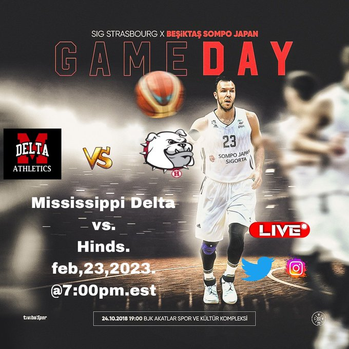 Mississippi Delta vs. Hinds/ NJCAA Men's Basketball 
🗓 Thursday,Feb.23.
🕖 7:00 PM EST 
📍 Utica, MS
📺 bit.ly/3XIwSya   

<a href="/HindsAthletics/">Hinds Community College Athletics</a> <a href="/HindsCC_MBB/">Bulldog Basketball</a> <a href="/NWerremeyer/">Nathan Werremeyer</a> <a href="/Morgan__G10/">Morgan Green</a> <a href="/Hey_D_Ray/">Donny Epting</a> <a href="/JonNevol/">Jon Nevol</a>