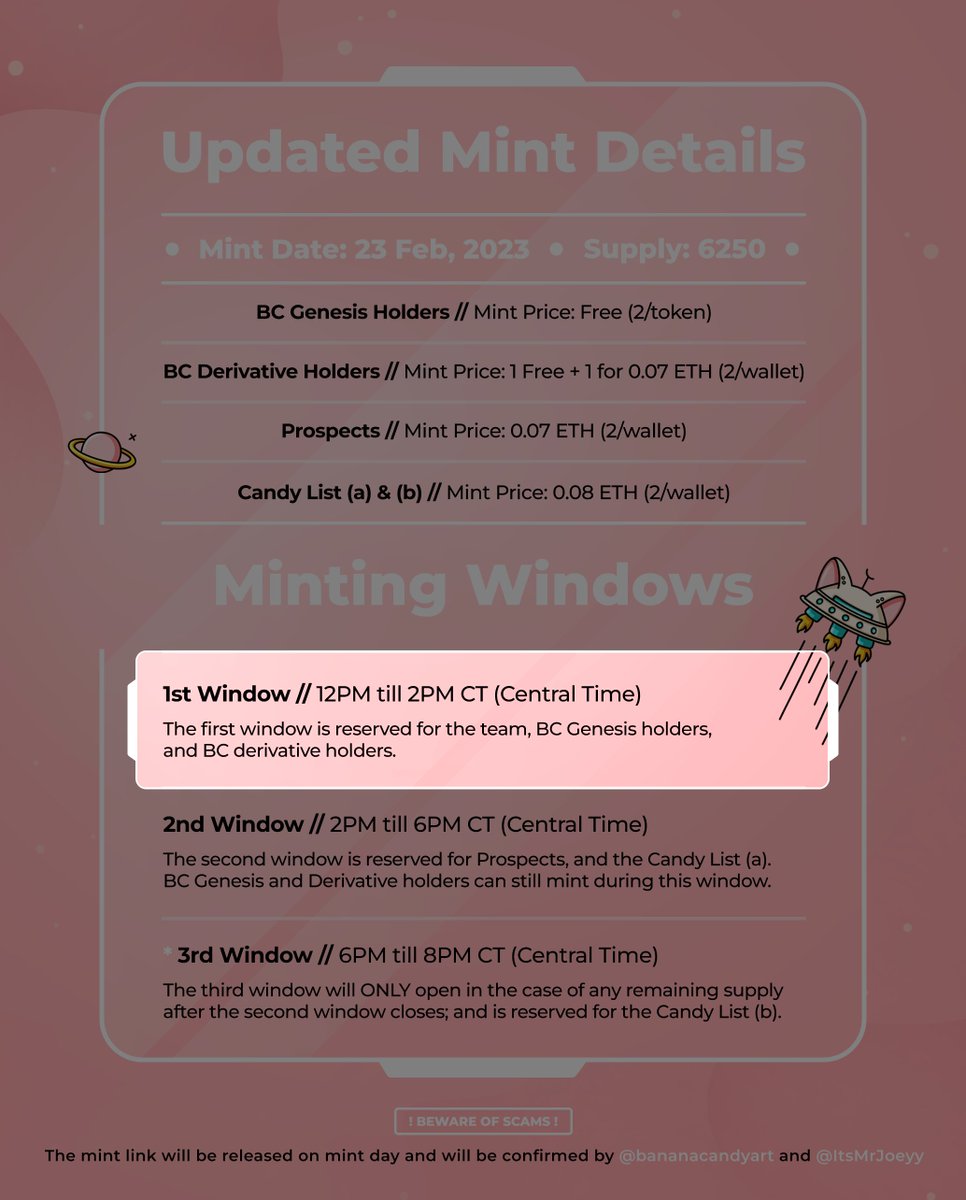 MINTING GOES LIVE IN 3 MINS! 🍭🚨

Starting with the 1st Window
mint.candyrepublic.io