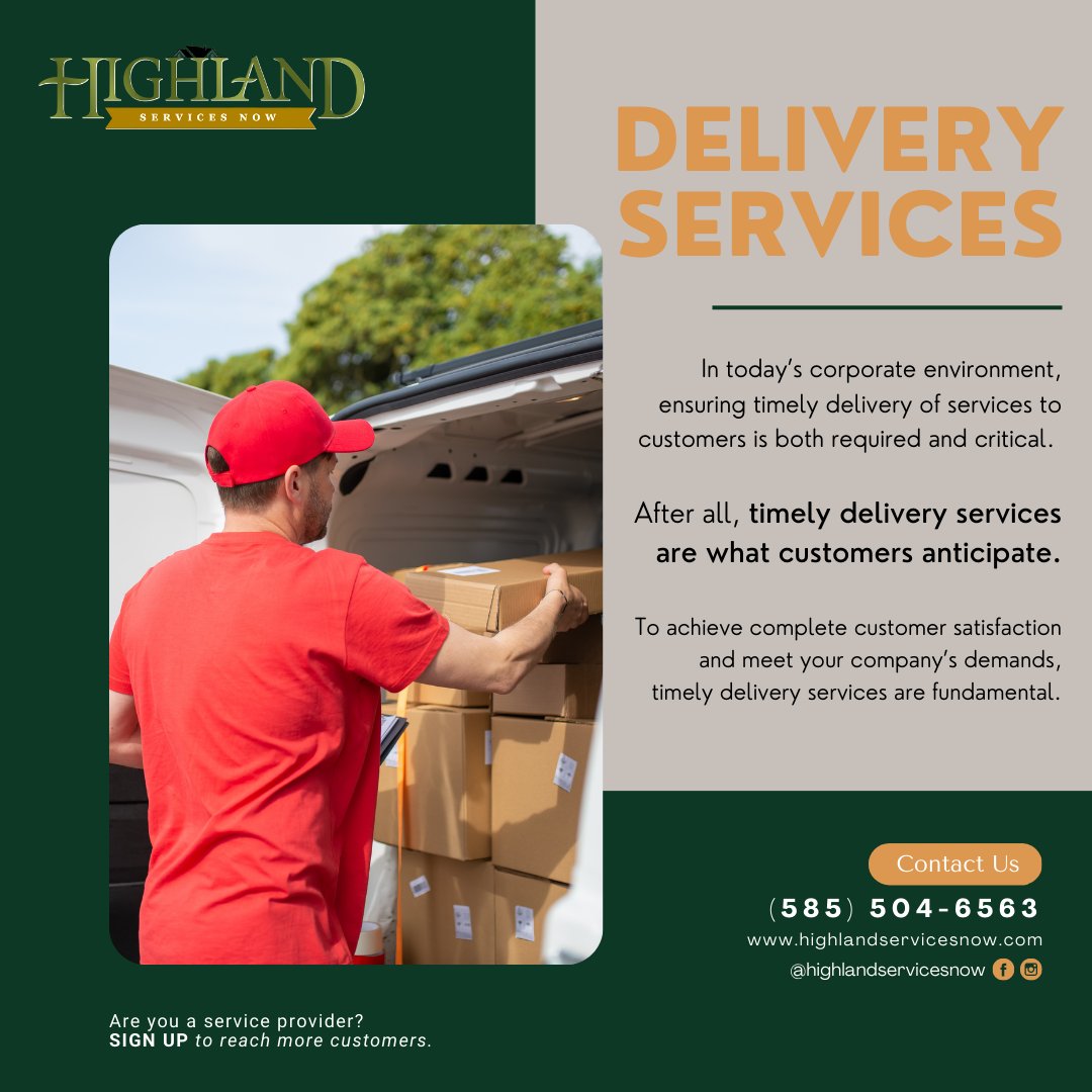 highlandsvcsnow's tweet photo. With the right shipping plan in place, you will be able to provide your customers with the timely delivery service they expect. Don't slow down your business, deliver on time with Highland Service Now. Call (585) 504-6563 for more information. https://t.co/kBdGr9qAwv