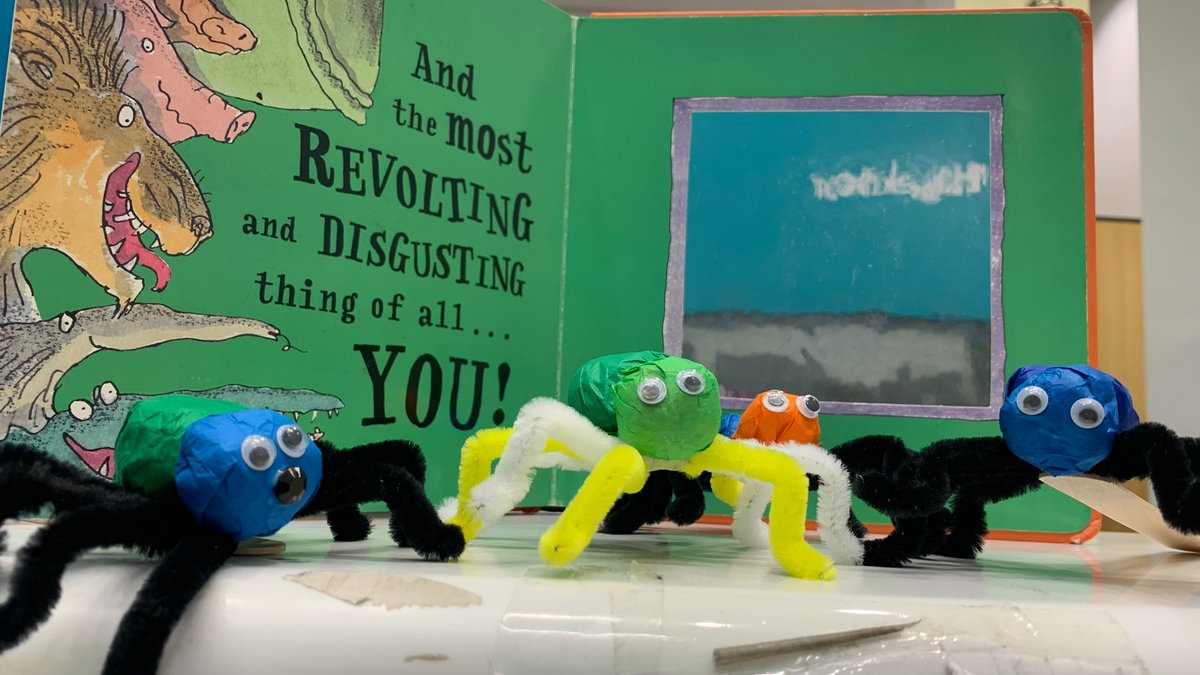 hackneylibs's tweet image. Join us for our #Chatterbooks reading group for 8-12 year olds at #ClaptonLibrary on the last Thursday of every month at 4-5pm or we&apos;ll send  our spiders to get you!  (We won&apos;t really; our very talented readers made them today)  #JoinUs  phone: 02083567480