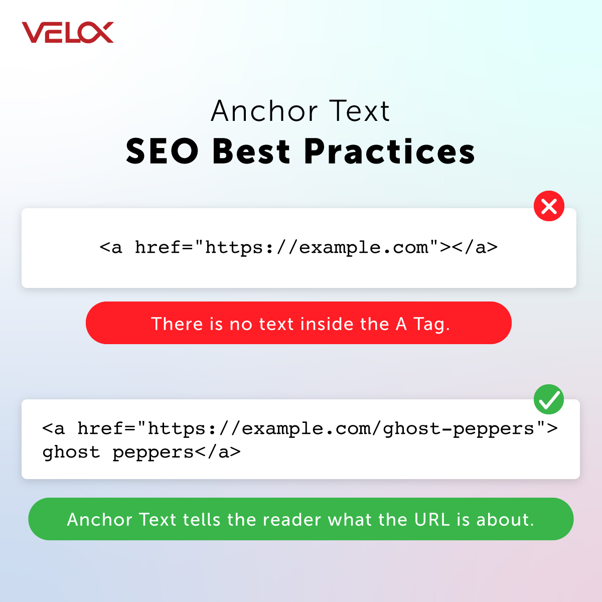 veloxmedia's tweet image. Writing an anchor text that is descriptive &amp;amp; relevant to the page that it&apos;s on &amp;amp; to the page it links to is a great way to set expectations. The better the #anchortext is written, the easier it will be for users &amp;amp; Google to understand the page you&apos;re linking to. #VELOX