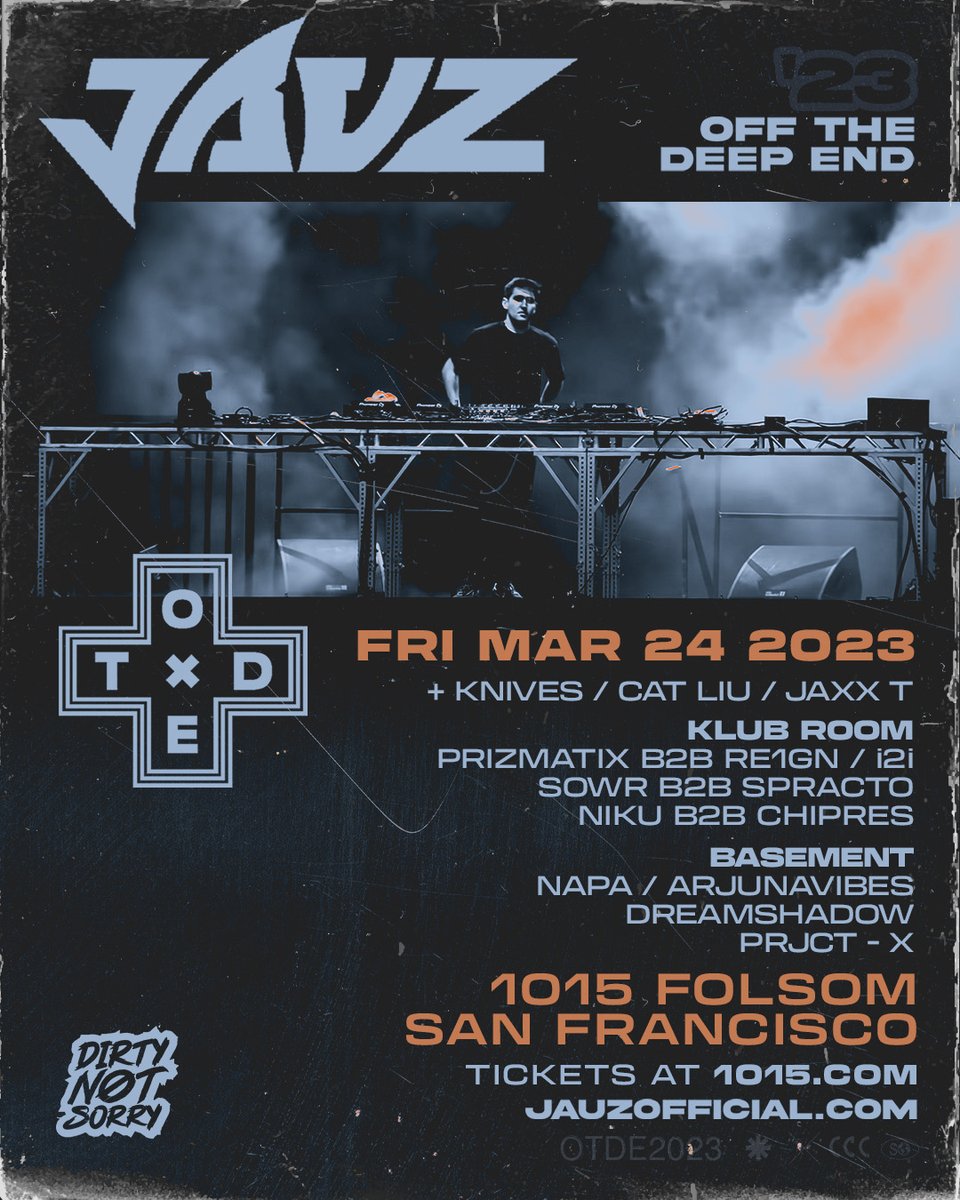 🦈 SHARK WEEK ANNOUNCEMENT 🦈 We're going 'Off the Deep End' w/<a href="/Jauzofficial/">JAUZ</a>  HOUSE ONLY SET on Fri. 3/24 <a href="/1015sf/">1015sf</a>  🌊

Feat. DNS DJs <a href="/dj_knives/">DJ Knives</a> +  <a href="/iamnotjasper/">Jasper Tay</a> + <a href="/DJPRIZMATIX/">PRIZMATIX</a>  + <a href="/REGNMUSIC1/">RE!GN MUSIC👑</a>+ <a href="/DJ_I2I/">i2i</a> + <a href="/sowr_dj/">sowr</a> + <a href="/spracto/">Spracto</a> + <a href="/SOUNDSBYNAPA/">NAPA 🎶</a> 🔊

Grab Tier 1 tix quick❗Link in Bio 🔗