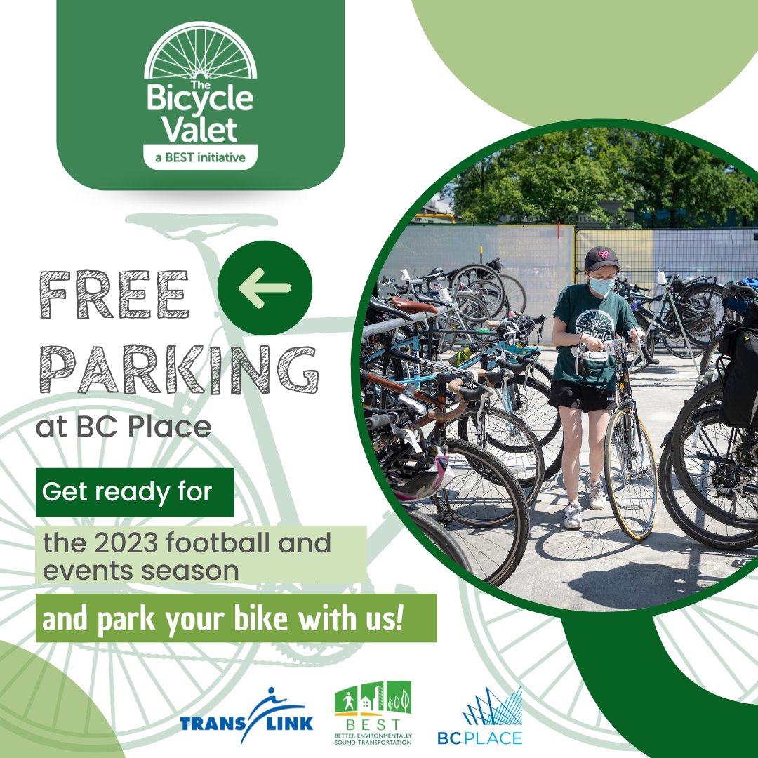 Cycling to BC Place? 🚴
Don't let the hassle of bike parking get between you and the big game! We've got you covered. 

The Bicycle Valet is proudly supported by TransLink
