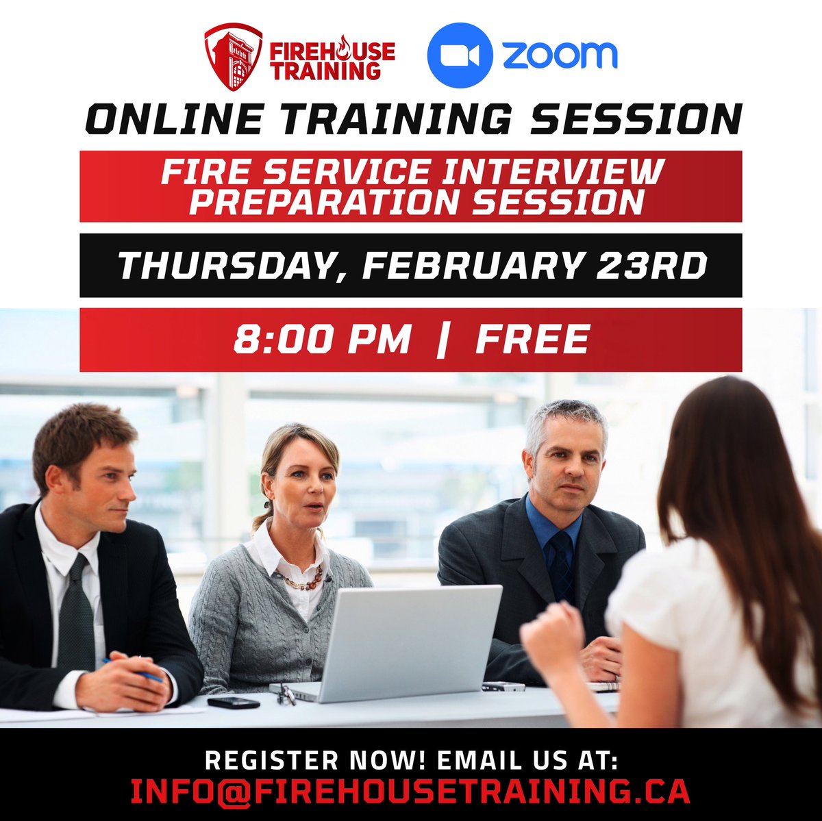 FirehouseTrain1's tweet photo. See everyone tonight at 8pm on Zoom!👋Be ready for that next fire service panel interview. Email info@firehousetraining.ca to sign-up and get added to our FREE training course list!!👨🏻🚒
#interviewprep #fireprep #questions #prepcourse #fireprep https://t.co/fOhI61fNZr