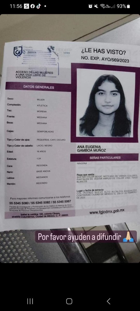 Amigos, porfavor es urgente localizarla