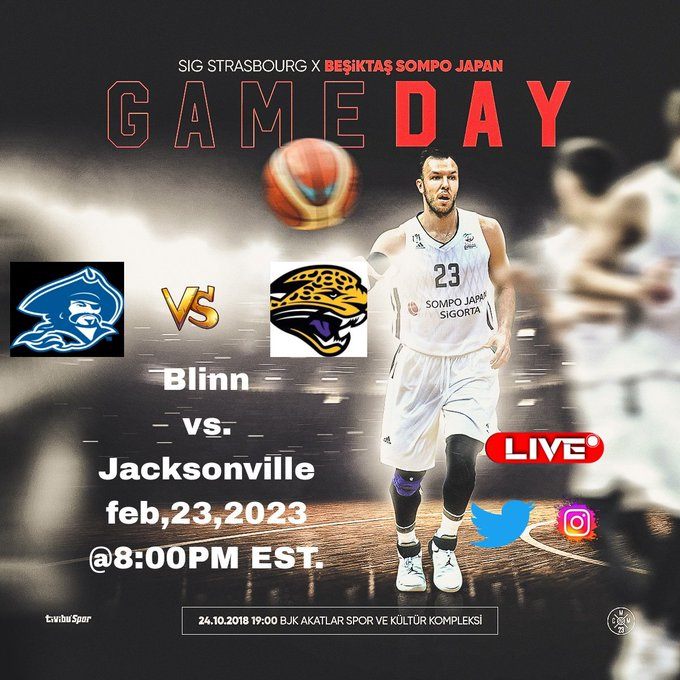 Blinn vs. Jacksonville / NJCAA Men's Basketball 
🗓 Thursday,Feb.23.
🕖 8:00 PM EST 
📺 bit.ly/3XIwSya  

<a href="/BlinnMBB/">BLINN COLLEGE MBB</a> <a href="/BlinnAthletics/">Buccaneer Sports</a> <a href="/CoachSpeeedy/">Jermelle Fraser</a> <a href="/MasiahPG11/">Masiah Gilyard</a> <a href="/CoachSchuHoops/">Scott Schumacher</a> <a href="/CoachASchwartz/">Adam Schwartz</a> <a href="/watson_damian5/">Damian Watson</a> <a href="/cashoooAz/">@ÁŹÂŘÏ🏀</a>