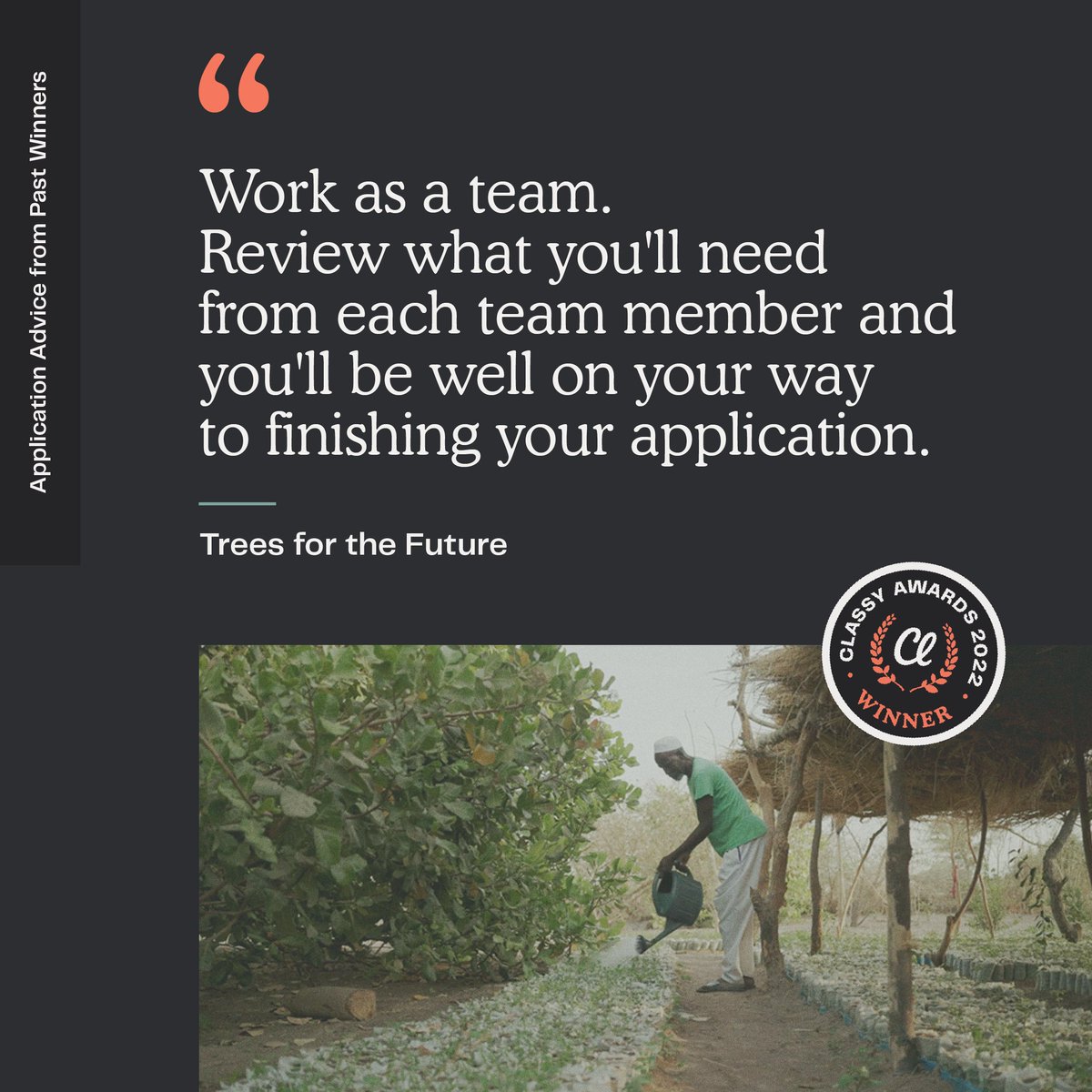 gofundme_pro's tweet image. We love this #ClassyAwards application advice from 2022 winner @Treesftf. 

Working as a team will speed up the application process and brings everyone together to elevate your nonprofit’s impact. 

Submit an application by 3/7: bit.ly/3XzqWb9