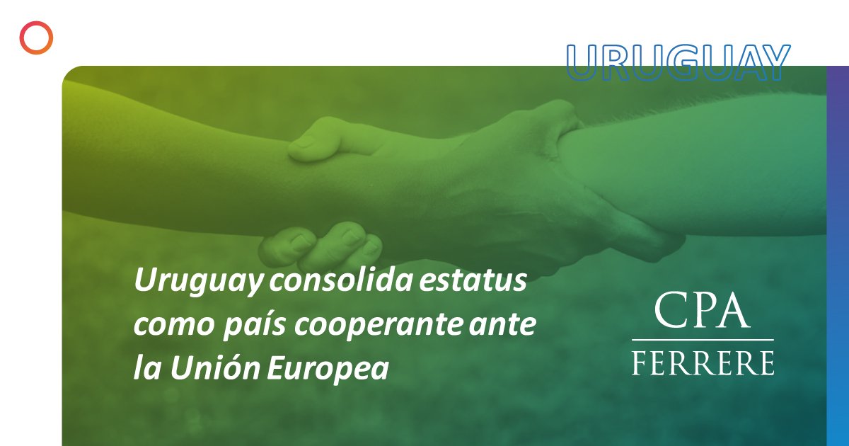 URUCAP (@urucapvc) on Twitter photo El equipo de CPA comparte una nota sobre como Uruguay consolida su estatus como país cooperante ante la UE. 
cpaferrere.com/es/novedades/u… El equipo de CPA comparte una nota sobre como Uruguay consolida su estatus como país cooperante ante la UE. 
cpaferrere.com/es/novedades/u…