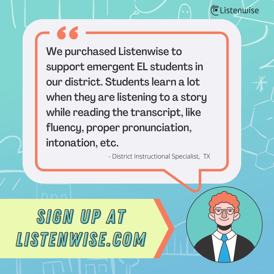 Bring Listenwise to your classroom or school! 
Sign up for a 🌟 free premium trial 🌟 today: bit.ly/3E3GSuG
#iledchat #nyedchat #TXed