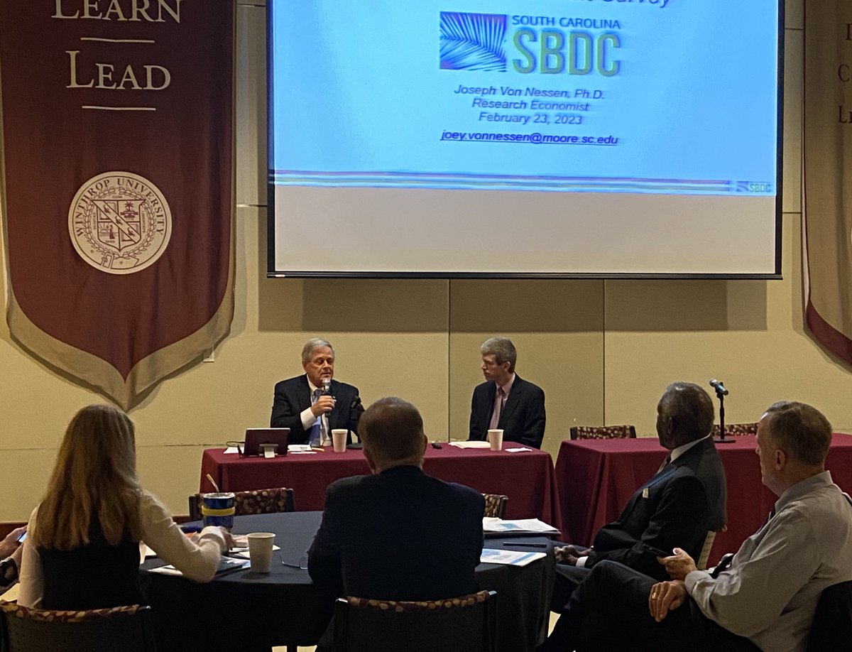 RepRalphNorman's tweet photo. Small businesses are the backbone of our economy, Today I joined @SCSBDC to facilitate a discussion among local businesses. Thanks to economist Dr. Joey Von Nessen for his data and insights. Plus several small business leaders for their input, advice, and feedback. https://t.co/ndmAZjtpV6