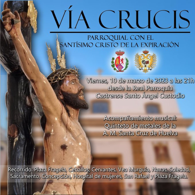 Horario e Itinerario Vía Crucis Cristo de la Expiración. Cádiz 10 de Marzo del 2023