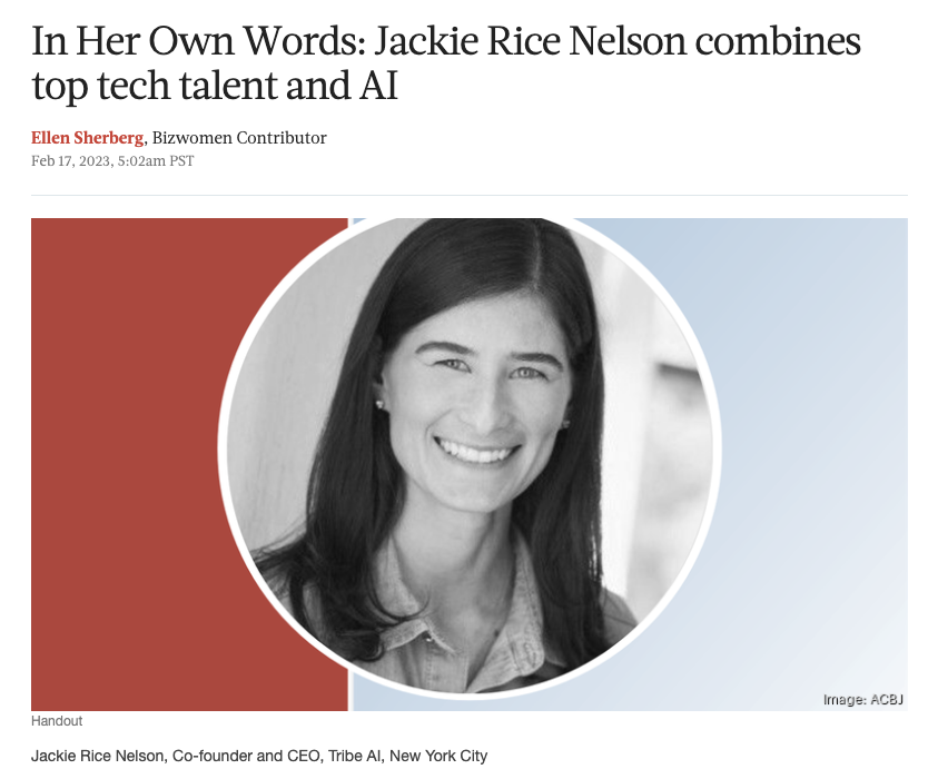 Tribe AI (@tribe_ai) on Twitter photo "I’ve built my career on talent networks to activate under-leveraged talent." 👏 Our CEO <a href="/jacsrice/">Jaclyn Rice Nelson</a> on how Tribe is forging a new path for ML talent by helping all companies become AI enabled. Thanks for the thoughtful piece <a href="/stlbizesherberg/">Ellen Sherberg</a>
bit.ly/3YYlOhI "I’ve built my career on talent networks to activate under-leveraged talent." 👏 Our CEO <a href="/jacsrice/">Jaclyn Rice Nelson</a> on how Tribe is forging a new path for ML talent by helping all companies become AI enabled. Thanks for the thoughtful piece <a href="/stlbizesherberg/">Ellen Sherberg</a>
bit.ly/3YYlOhI