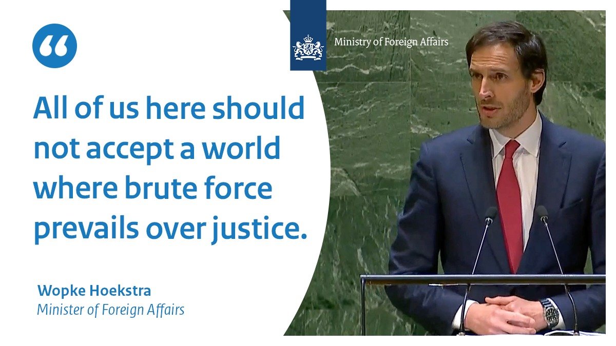 Spoke on behalf of the Kingdom of the Netherlands at the Emergency Special Session of the <a href="/UN/">United Nations</a> General Assembly in New York. Russia’s aggression is not only an attack on #Ukraine. It’s an attack on the UN Charter. The UN Charter all of us signed. government.nl/documents/spee… 1/3