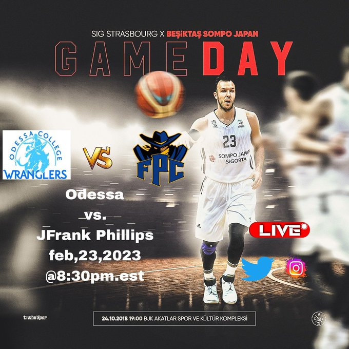 Odessa vs. JFrank Phillips / NJCAA Men's Basketball 
🗓 Thursday,Feb.23.
🕖 8:30 PM EST 
📍 BCAC | Borger, TX
📺 bit.ly/3XIwSya  

<a href="/FPC_MBB/">Frank Phillips MBB</a> <a href="/CoachSautter/">Coach Sautter</a> <a href="/CoachRielly/">Brandon Rielly</a> <a href="/CollinsMelquan/">MellyQuan</a> <a href="/FPCPlainsmen/">#ProtectThePlains</a> <a href="/filipmamic10/">Filip Mamić</a>