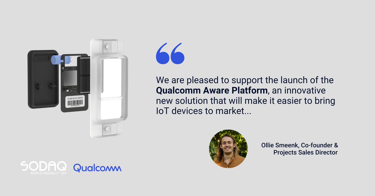 We are excited about the #launch of our customer <a href="/Qualcomm/">Qualcomm</a>!
 Qualcomm Technologies announced an innovative #IoT platform to digitally transform industries: the Qualcomm Aware Platform. #SODAQ is a proud supporting supplier. Learn more here: hubs.ly/Q01DcNn40