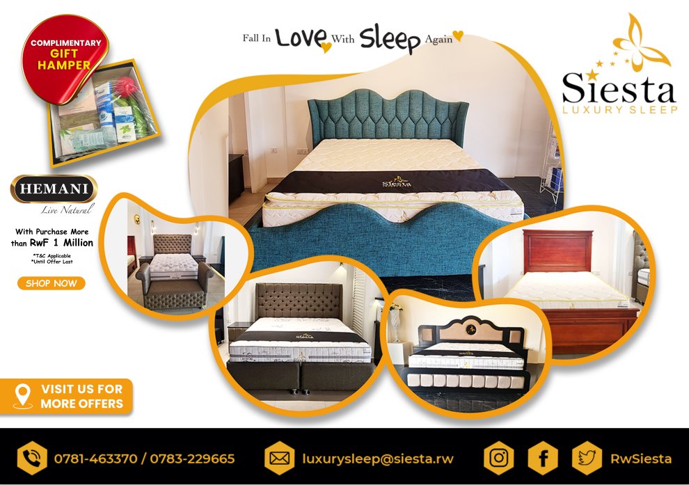 RwSiesta's tweet photo. A Luxury Everyone Can Afford now with a Basket of Happiness

Guaranteed Complimentary Gift Hampers with a purchase of RwF 1 Million and above.

#Rwanda #RwandaWorks #Rwandans  #RwOT #RwotGain #kigali #kigalirwanda #beddingset #bedspread #bedroomdecor #luxurybedding #luxurySleep https://t.co/QqTzAqjPSw