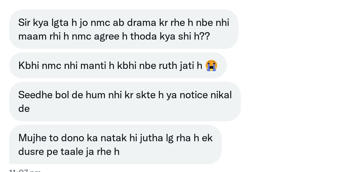Indian__doctor's tweet photo. Students are facing too much mental torcher !
Still no one ready to listen their requests !
They are daily facing depressions!
Due to mismanagement created by @NMC_IND &amp;NBE 

Kindly help them 🙏
#postponeNEETPG2023
#POSTPONENEETMDS2023
@AmitShah @PMOIndia @narendramodi @PTI_News https://t.co/p1HBgEPols