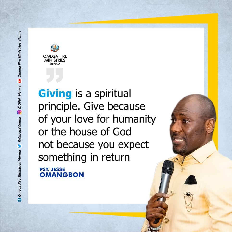 OmegaVienna's tweet photo. “Giving is a spiritual principle. Give because of your love for humanity or the house of God not because you expect something in return” 

Pastor Jesse Omangbon https://t.co/3NEkbToSHw