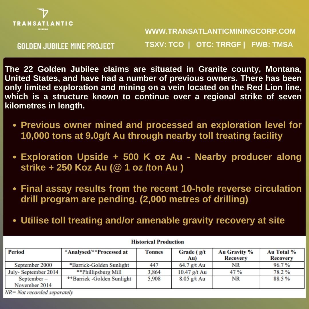 transatlantic_v's tweet photo. #GoldenJubileeMine #Gold #GoldExploration #GoldMine #Copper #CopperExploration #Silver #Idaho #Montana #OTC #OTCQB #TSXV #Germany #Frankfurt #US #Stocks #Mining #Minerals #Commodity #Commodities #StockMarket #OTC #SmallCap #TCO #TransatlanticMiningCorp $TCO $TMSA.FR $TCO.V $TRRGF https://t.co/pnfr1vCBNC