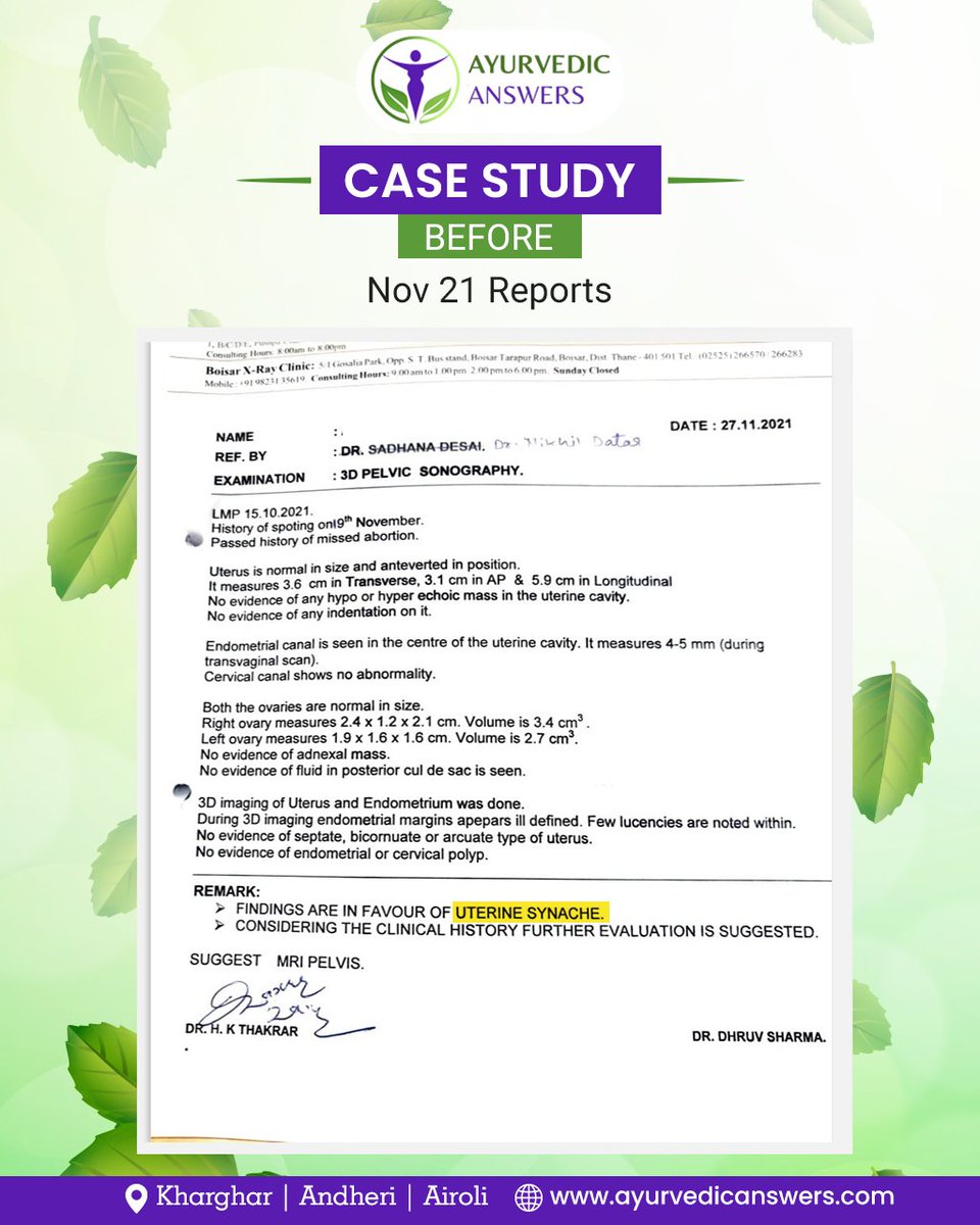 AyurAnswers's tweet photo. Case Study 

https://t.co/eHb6r7YNMN

Part 1

𝐀𝐲𝐮𝐫𝐯𝐞𝐝𝐢𝐜 𝐀𝐧𝐬𝐰𝐞𝐫𝐬
📞: 8369146662
📌: #Kharghar | #Andheri | #Airoli
🌐: https://t.co/JAdbuI3OPy

#AyurvedicAnswers #DrHiralBhatt #Ashermansyndrome #uterineadhesions #pregnancy #casestudy #Results #Ayurvedictreatment https://t.co/I3wZ9rdQoY