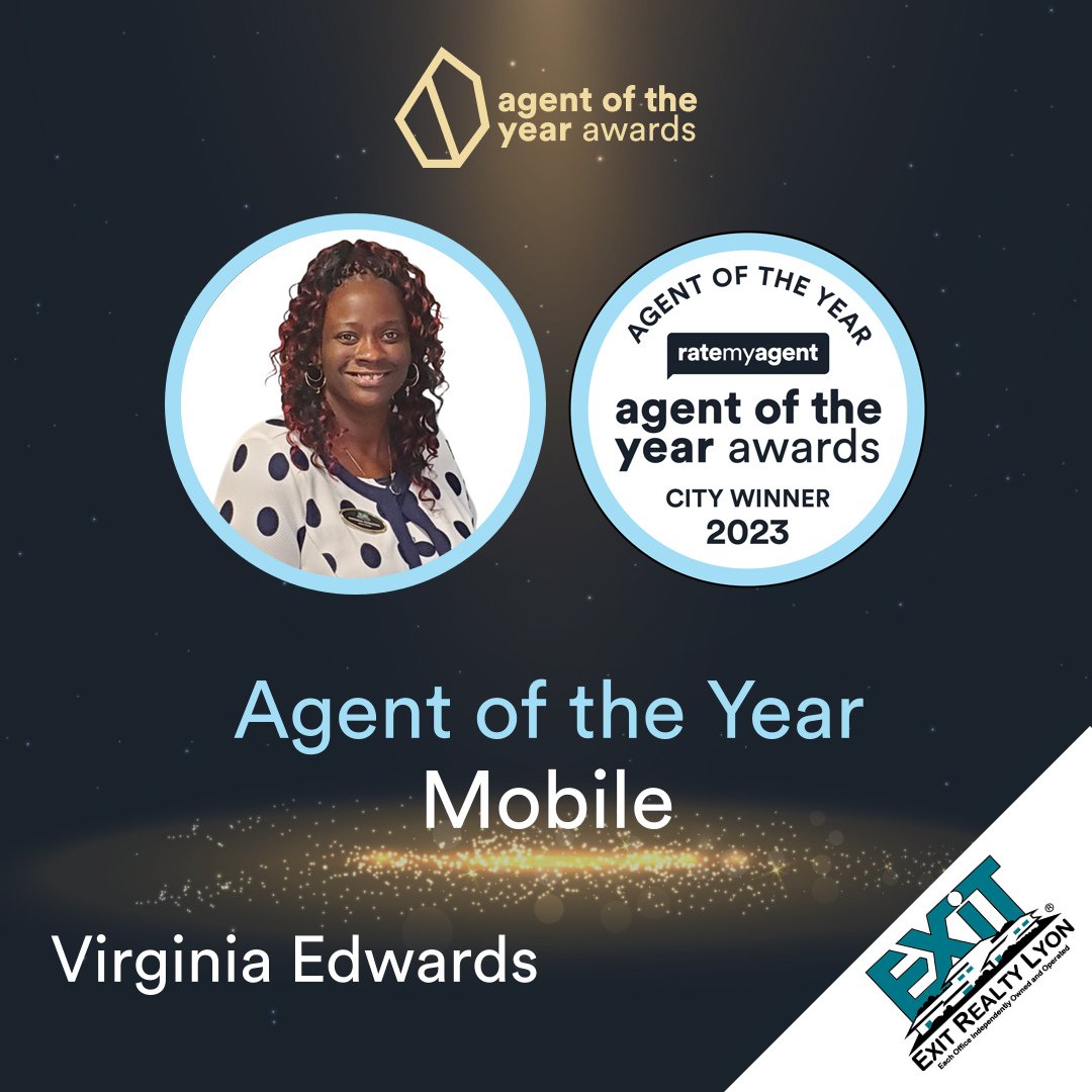 ExitRealtyLyon's tweet image. 🎉Congratulations Virginia Edwards for the Rate My Agent, Agent of the Year Award for Mobile !🏡

#awardwinner #ratemyagent #agentgoals #topagent #alabamatopagent #listing #realestate #realtor #househunting