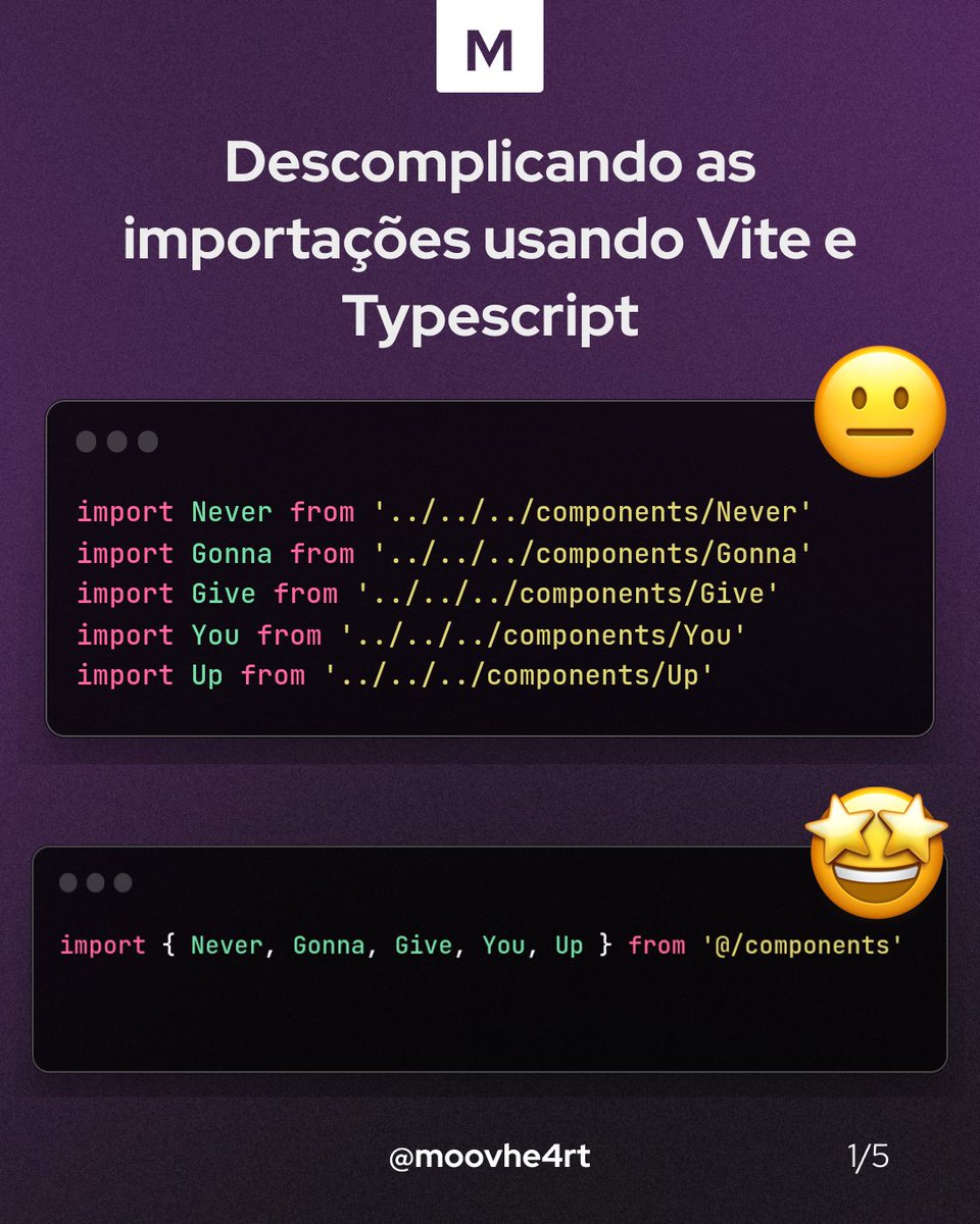 moovimentos's tweet image. SALVE

QUE TAL PARAR DE IMPORTAR COISAS IGUAL UM FUDIDO 😡 COM ./././././././././././././ E TOMAR VERGONHA NA CARA E IMPORTAR DO JEITO BONITO E CHARMOSO?

SEGUE A PORRA DO FIO PRA SABER COMO FAZER ISSO COM VITE E TYPESCRIPT 🧶