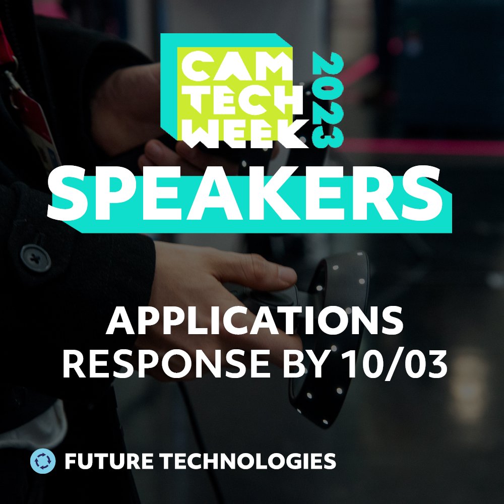 Thank you to everyone who submitted a Speaker Application for CTW23. We appreciate your effort and will let you know if your application is successful no later than 10 March 2023. 

Find out more about Cambridge Tech Week 👉 cambridgetechweek.co.uk

#CTW23 #FutureTechnologies