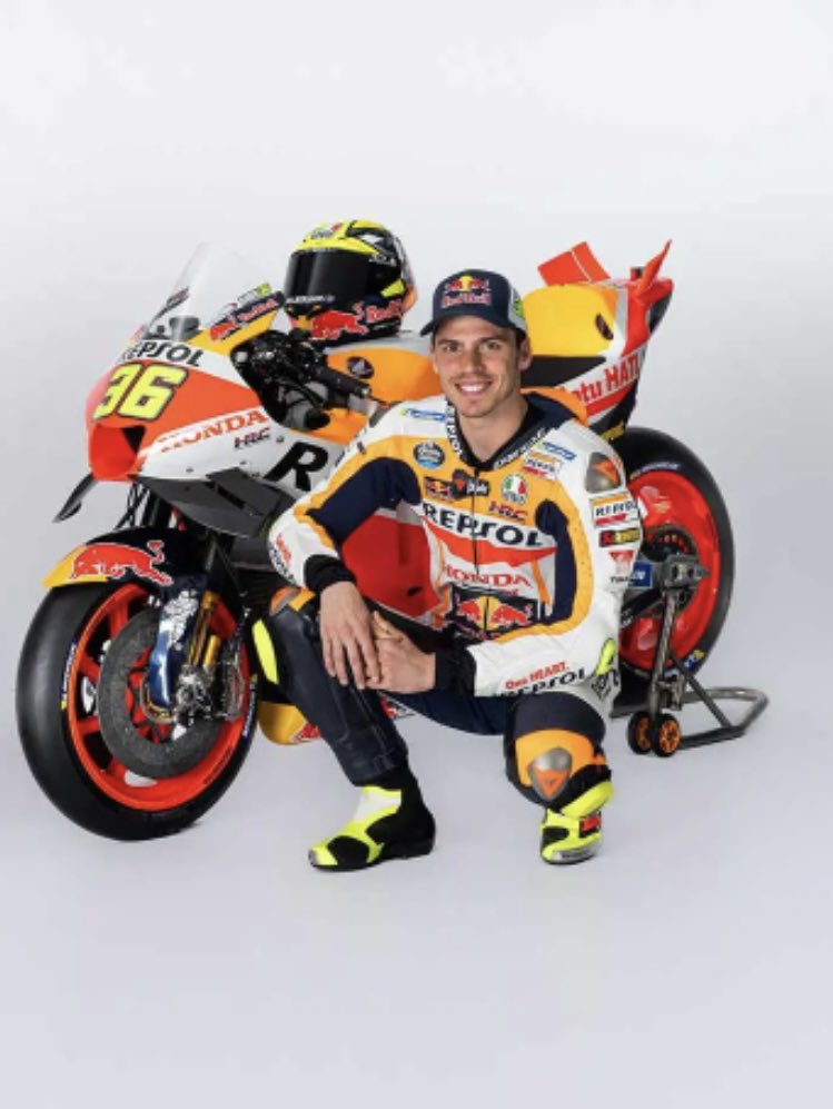 SofaRacer's tweet photo. HRC have learned the hard way it’s best to get a photo of the 2nd Repsol Rider before the Season starts, while he’s still smiling. https://t.co/DZicL6rh1N