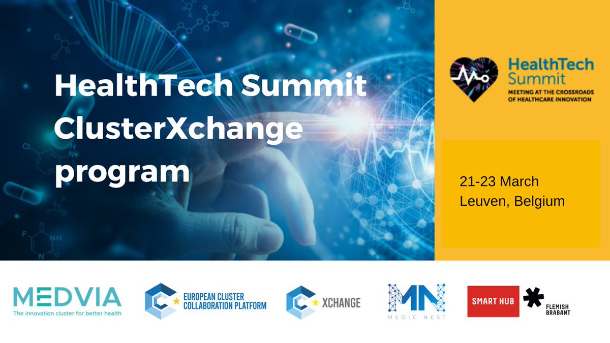 MEDVIA (@medvia_be) on Twitter photo ๐ฃ Announcing the HealthTech Summit ClusterXchange!
This free 2-day #cxc is open to speakers, sponsors and international visitors at <a href="/HealthTechSumm/">HealthTech Summit</a>, as well as to MEDVIA Carry and Cultivate members
See the program & register โถ๏ธ medvia.be/healthtech-sumโฆ
<a href="/MedicNest/">Medic Nest</a> <a href="/Clusters_EU/">European Cluster Collaboration Platform (ECCP)</a> ๐ฃ Announcing the HealthTech Summit ClusterXchange!
This free 2-day #cxc is open to speakers, sponsors and international visitors at <a href="/HealthTechSumm/">HealthTech Summit</a>, as well as to MEDVIA Carry and Cultivate members
See the program & register โถ๏ธ medvia.be/healthtech-sumโฆ
<a href="/MedicNest/">Medic Nest</a> <a href="/Clusters_EU/">European Cluster Collaboration Platform (ECCP)</a>