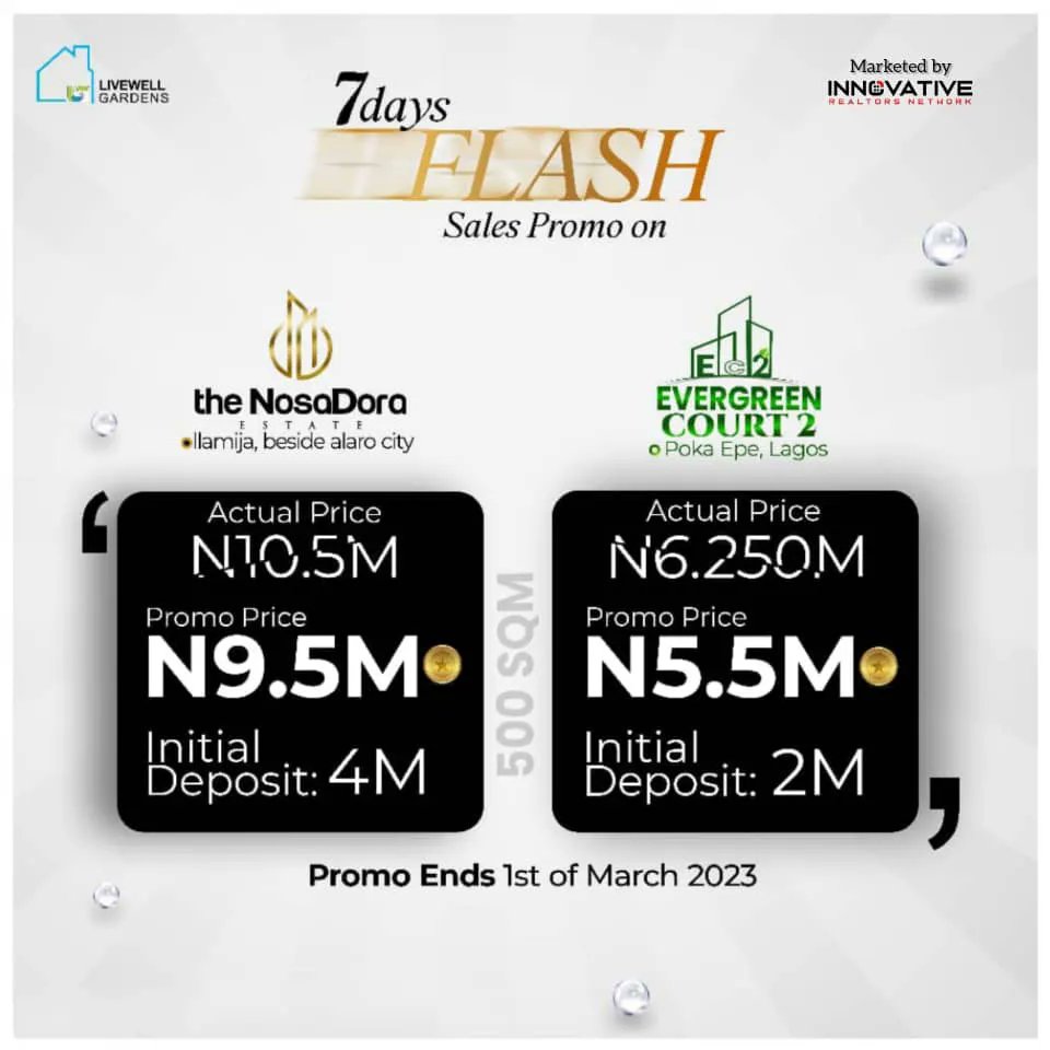 innRealtNetwork's tweet photo. Price slashed 📌 
You can now save upto N1M when you buy into Nosa Dora Estate at Ibeju-lekki for N9.5M instead of N10.5m
Call IRN for more information &amp; to book your inspection~ 09048450317
#irn #innovativerealtors #explorepage #explore #landscapephotography #landscape #buynow https://t.co/uQDh5R5OIr