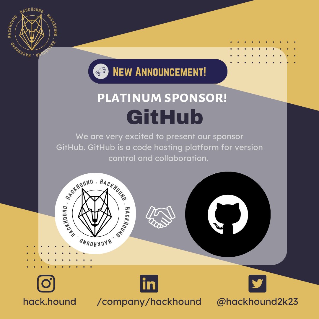 hackhound2k24's tweet photo. Extremely happy to announce that GitHub is now our Platinum Sponsor! 🎉🔥

#hackhound2k23 #github #hackathon #hacking #hackers #hackathon2023 #coding #techculture #24hourhackathon #hack https://t.co/TJNd4K7Mzc