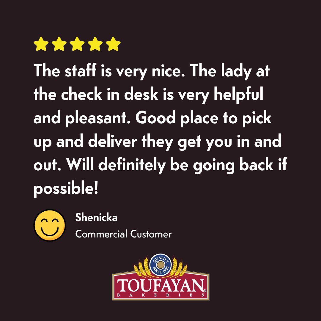 Shoutout to our amazing fulfillment team at Toufayan Bakeries! Your hard work &amp; dedication doesn't go unnoticed. Grateful for the kind words from our commercial customers.

🙌 #employeeappreciation #toufayanlove #teamtoufayan 💪