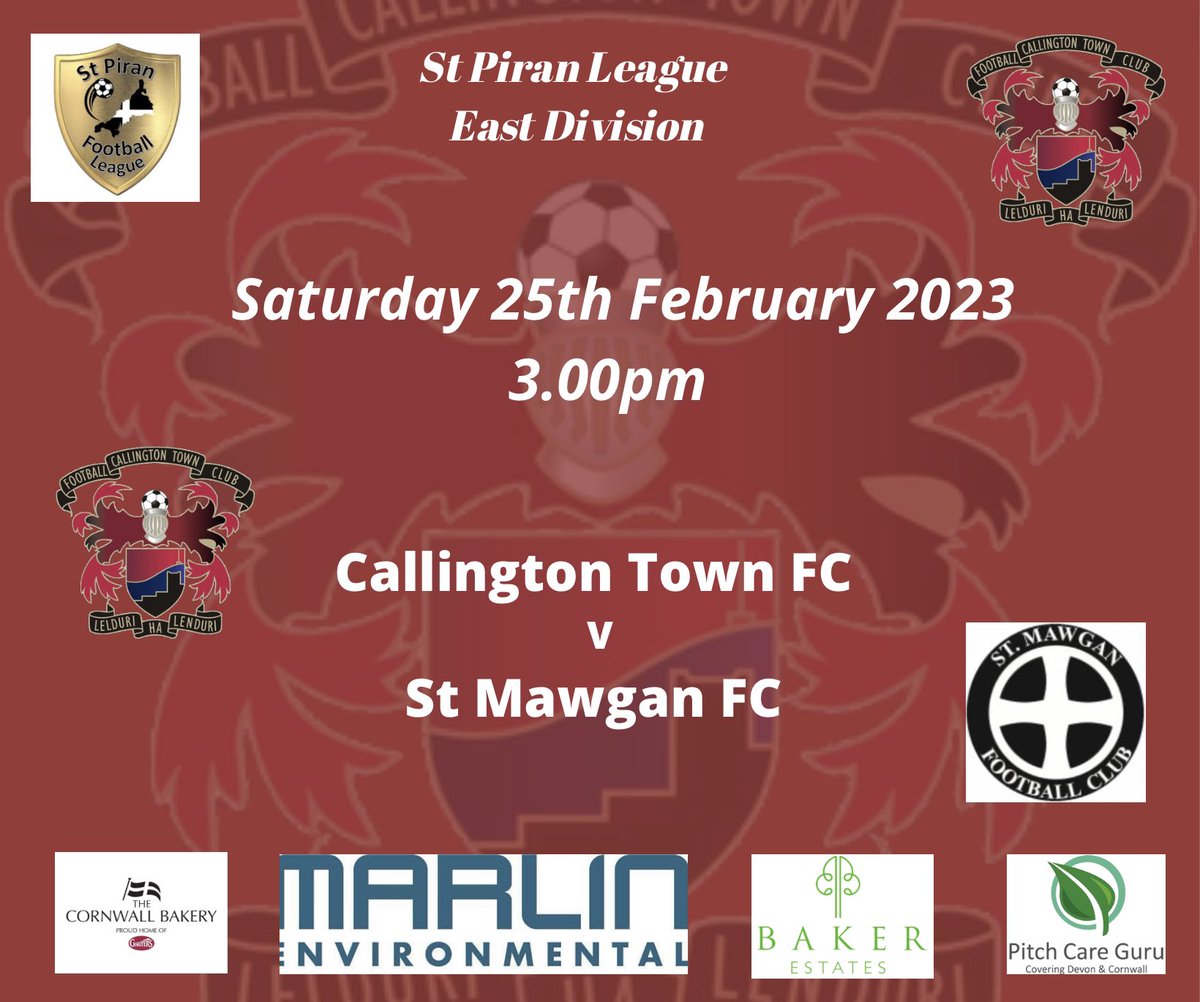It’s another home game for our <a href="/CallyTownFC/">Callington Town FC</a> reserves on Saturday as they host <a href="/StMawganFC/">St Mawgan FC</a> in the <a href="/StPiranLeague/">Kernow Stone St Piran League</a> at <a href="/therealginsters/">Ginsters</a> Marsh with a 3pm kick off <a href="/swsportsnews/">South West Sports News</a> <a href="/PLsportsnews/">PlymouthSportsNews</a> <a href="/sportscornwall/">Cornwall Sports Media</a> <a href="/KJMsport57/">Kevin Marriott</a> <a href="/NigelWalrond/">Nigel Walrond</a>