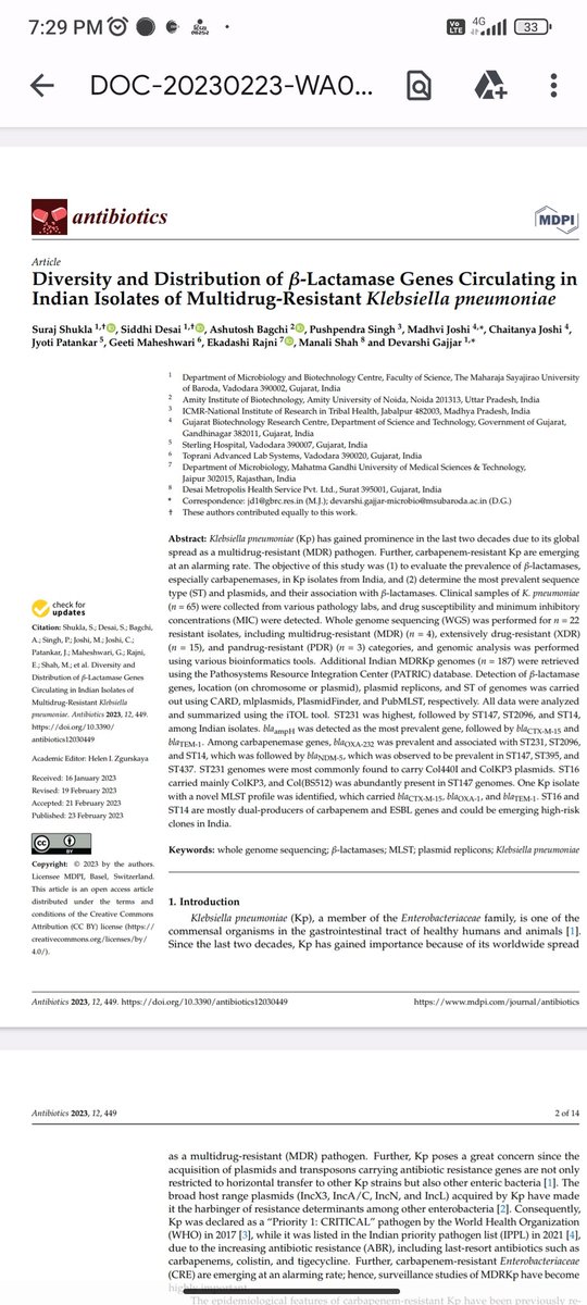 Devarshi Gajjar (@devarshigajjar1) on Twitter photo Taking baby steps to fight AMR... Check the full paper mdpi.com/2079-6382/12/3…
Well done ... <a href="/SiddhiDesai21/">Siddhi Desai</a> , <a href="/Suraj_sss_7795/">Suraj Shukla, Ph.D.</a>
Thank you <a href="/gbrc_gujarat/">GBRC</a> <a href="/gsbtm/">Gujarat State Biotechnology Mission</a> Taking baby steps to fight AMR... Check the full paper mdpi.com/2079-6382/12/3…
Well done ... <a href="/SiddhiDesai21/">Siddhi Desai</a> , <a href="/Suraj_sss_7795/">Suraj Shukla, Ph.D.</a>
Thank you <a href="/gbrc_gujarat/">GBRC</a> <a href="/gsbtm/">Gujarat State Biotechnology Mission</a>