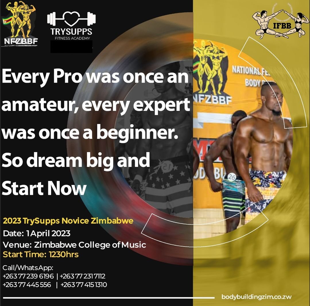 bodybuildingzim's tweet photo. The timer is winding down for the year's most anticipated competition, the 2023 Trysupps Novice Zimbabwe. Are you prepared? 
#novice2023 #trysupps #bodybuilding https://t.co/q7RTUF99f1