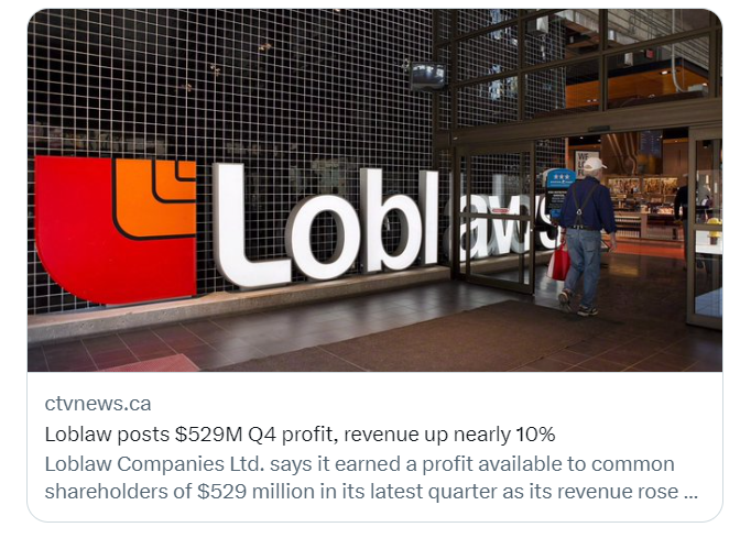 RodKahx's tweet photo. The Bank of Canada yesterday - Loblaws today. https://t.co/ycuNv6YNki