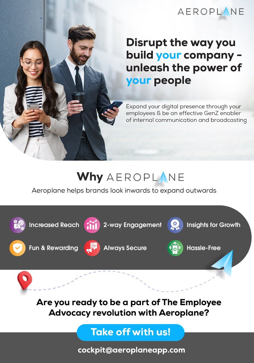 It’s finally time to embark on the Employee Advocacy revolution. Prepare for an exciting journey with Aeroplane!

#flighttothefuture #preparetofly #socialcompany #CEO #employeeadvocacy #dynamicworkplace #aeroplaneapp