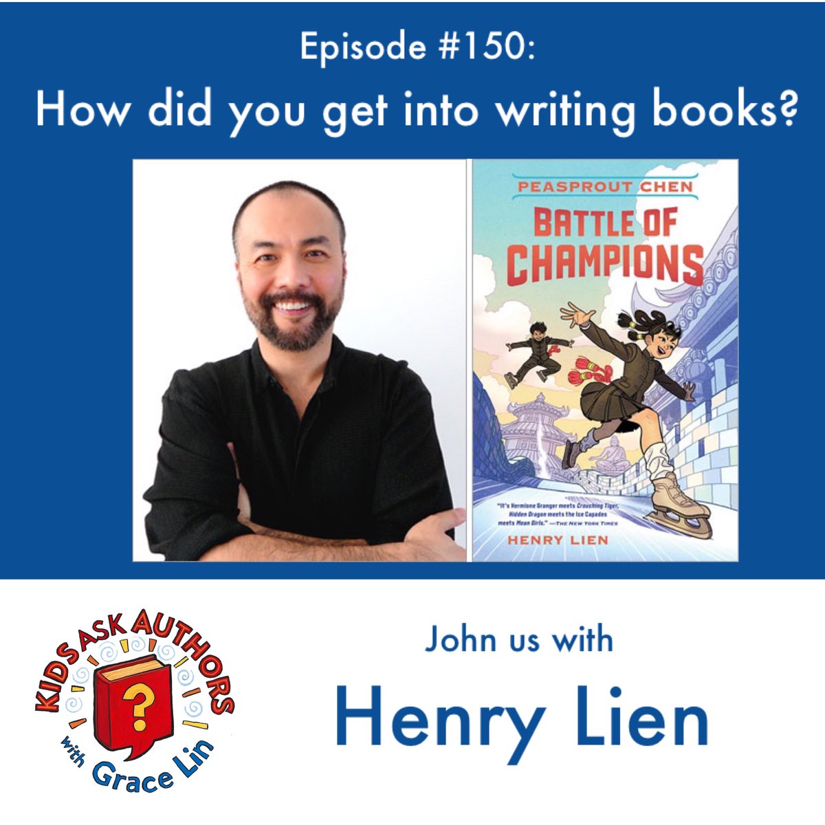 Have you ever wondered how a book about figure skating and Kung fu came to be?! On the #kidsaskauthors podcast this week, Henry Lien talks about how he got into writing his Peasprout Chen books. Learn more from Henry and Grace in this latest episode on kidsaskauthors.com