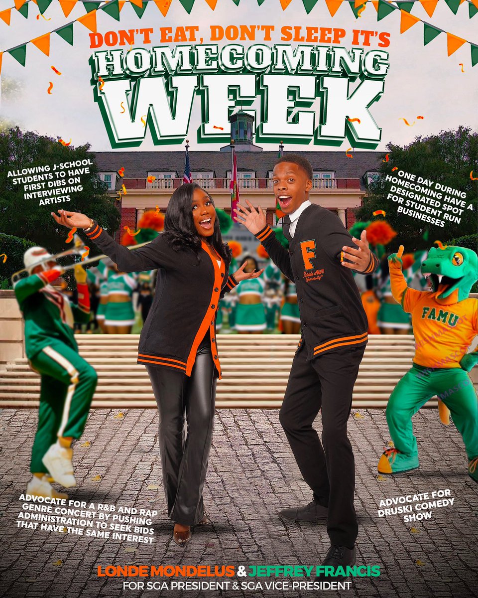 Run-off elections are taking place today! The link to vote is available from 8 am-5 pm in your FAMU email. Takes less than a minute.🗳️ Encouraging you all to vote Londe Mondelus and Jeffrey Francis for SGA President and Vice President. #famu24 #famu23 #famu25 #famu26 #famu22