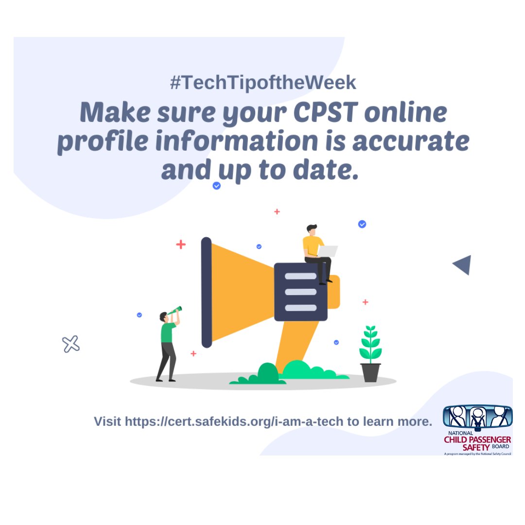 NCPSB's tweet photo. #TechTipoftheWeek: Review your Certification Profile to make sure the information is accurate and up to date. Don’t wait, visit today: https://t.co/RTUnBaKXaM @NSCsafety @NHTSAgov  @safekids #carseat #safety #education #training https://t.co/zhK0g2B7rP