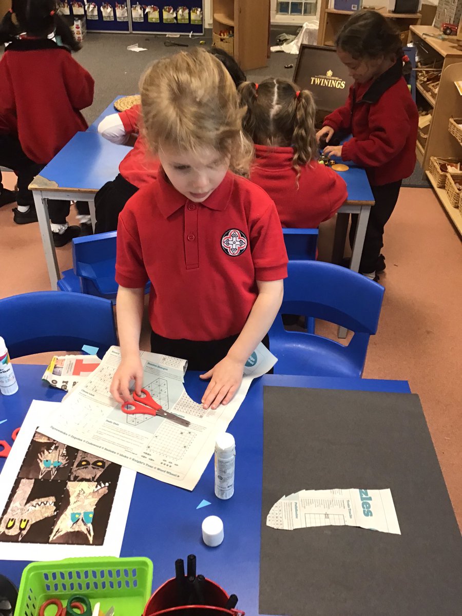 BGS_LowerSch's tweet photo. Who’s afraid of the big bad wolf? Reception have been very creative and busy making their own wolves using newspapers and collage. #bgs_reception #creativity https://t.co/acSilyTrtL