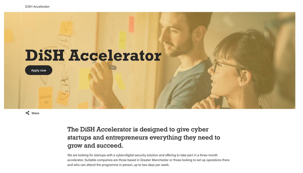 Phil Wallace (@philwallace) on Twitter photo At <a href="/DiSH_Manchester/">DiSH Manchester</a> we're on the lookout for digital & cyber security startups that would benefit from an accelerator programme with expert mentoring, coaching, free workspace, funding support & industry intros! Apply by 19th March ๐labs.uk.barclays/dish/dish/dishโฆ At <a href="/DiSH_Manchester/">DiSH Manchester</a> we're on the lookout for digital & cyber security startups that would benefit from an accelerator programme with expert mentoring, coaching, free workspace, funding support & industry intros! Apply by 19th March ๐labs.uk.barclays/dish/dish/dishโฆ