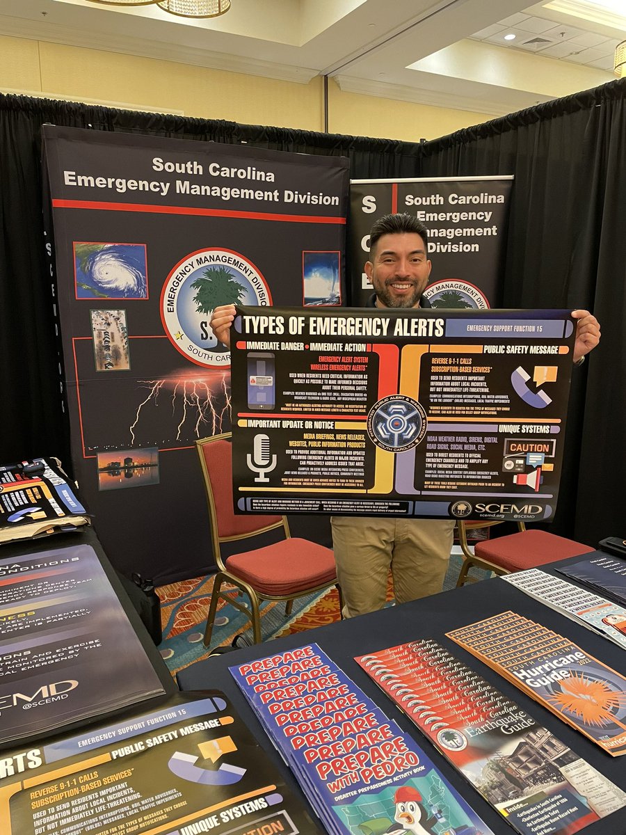 SCEMD's tweet photo. @SCEMD is at #SCEMA23 to talk to people about the different ways to receive emergency alerts.
How do you stay connected and informed?
https://t.co/v8pfRLRUrw https://t.co/mrrtwYRXEl