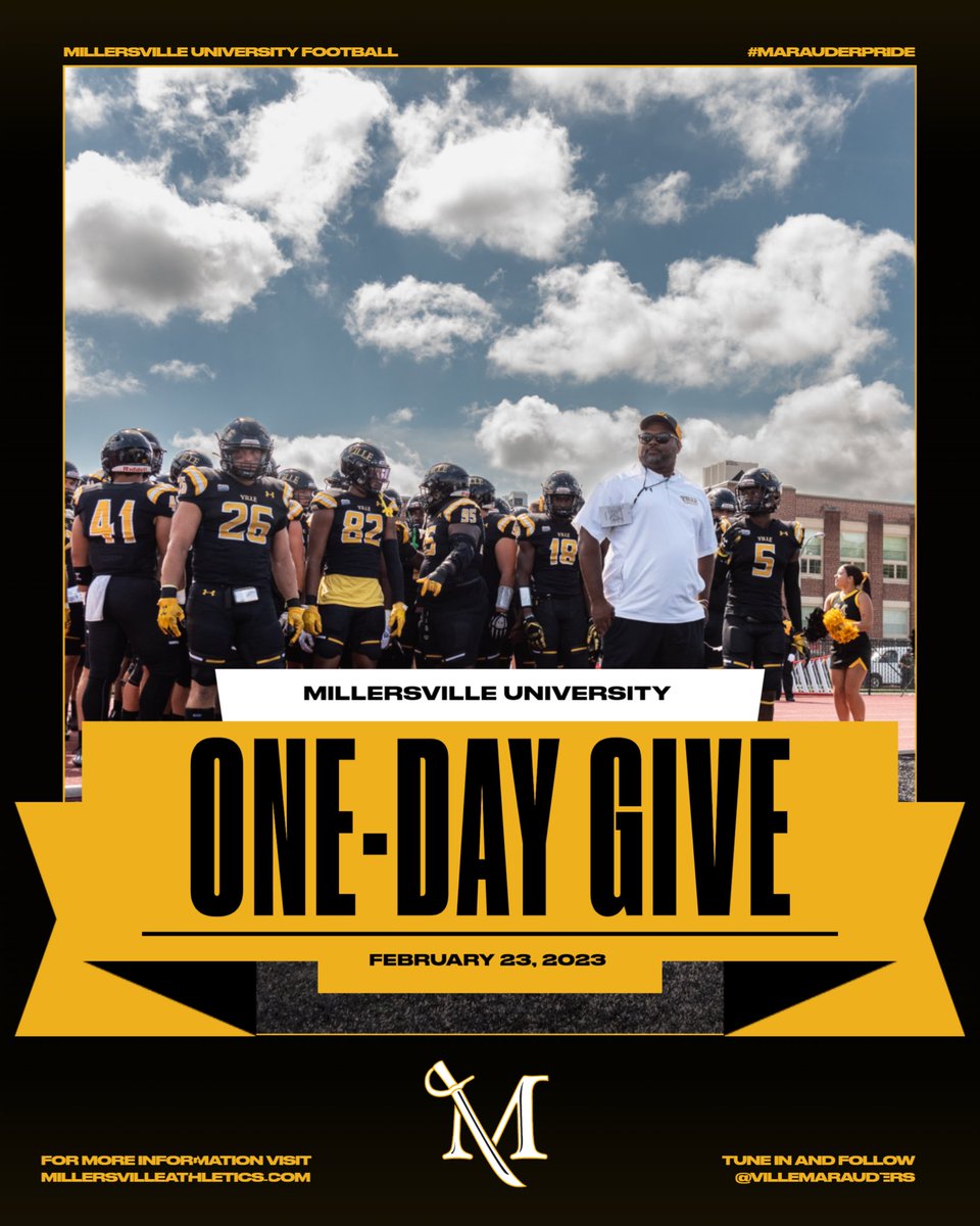 The One Day Give is here and we are already rolling‼️Donations of any amount are greatly appreciated! Thank you for all of the love and support for the Ville! 〽️

⛓️ millersville.edu/give/one-day-g…